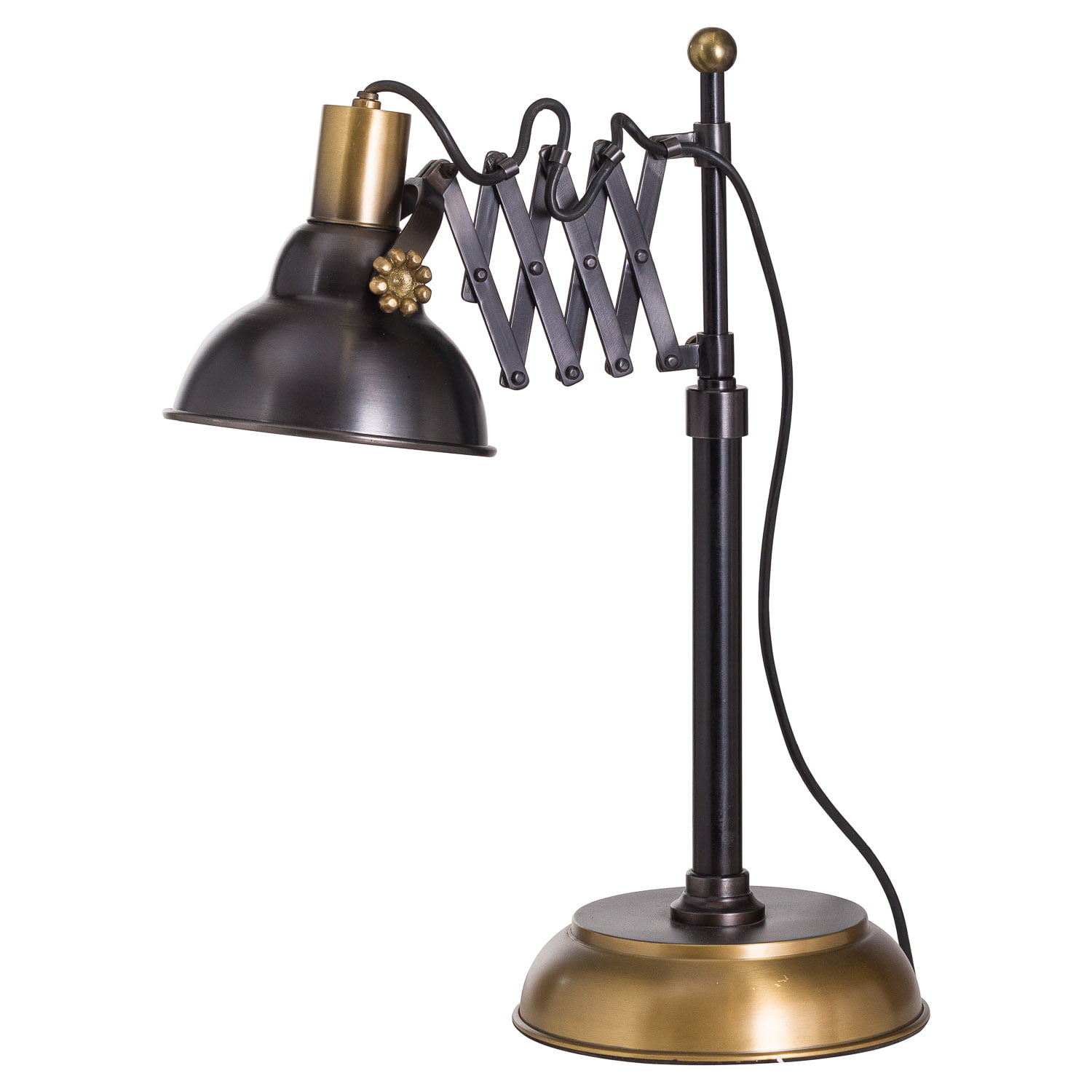Black And Brass Adjustable Scissor Lamp