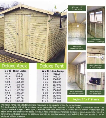deluxe pent and apex sheds image