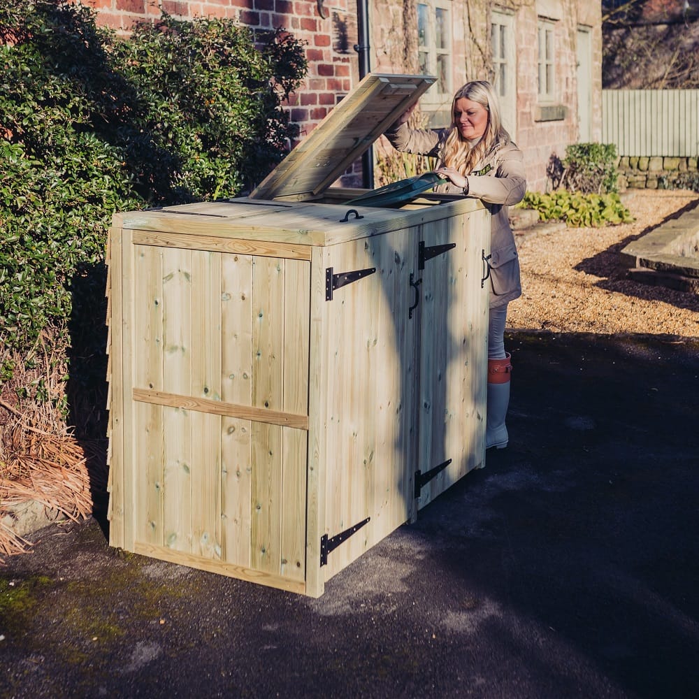 triple wheelie bin store
