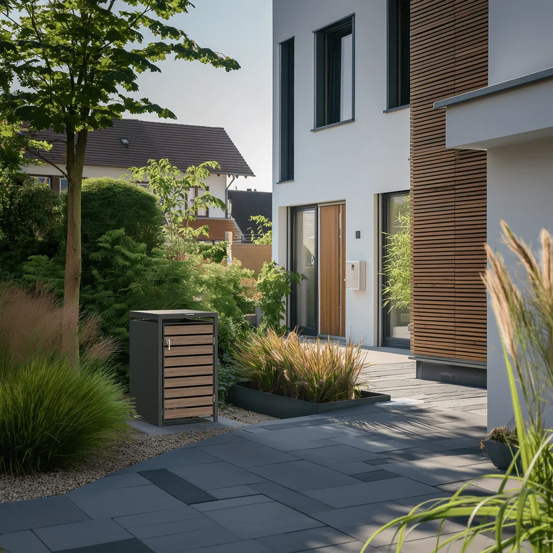 Longsight Home and Garden Wood Effect Metal Bin Store 800x800