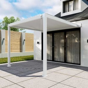 Nova - Titan Aluminium Wall Mounted Pergola - 3m Square - White