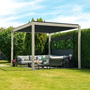 Nova - Titan Aluminium Pergola - 3m x 3m Square - Wood Look